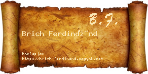 Brich Ferdinánd névjegykártya